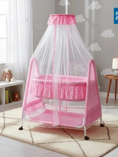Spacious Swinging Baby Cradle with Mosquito Net