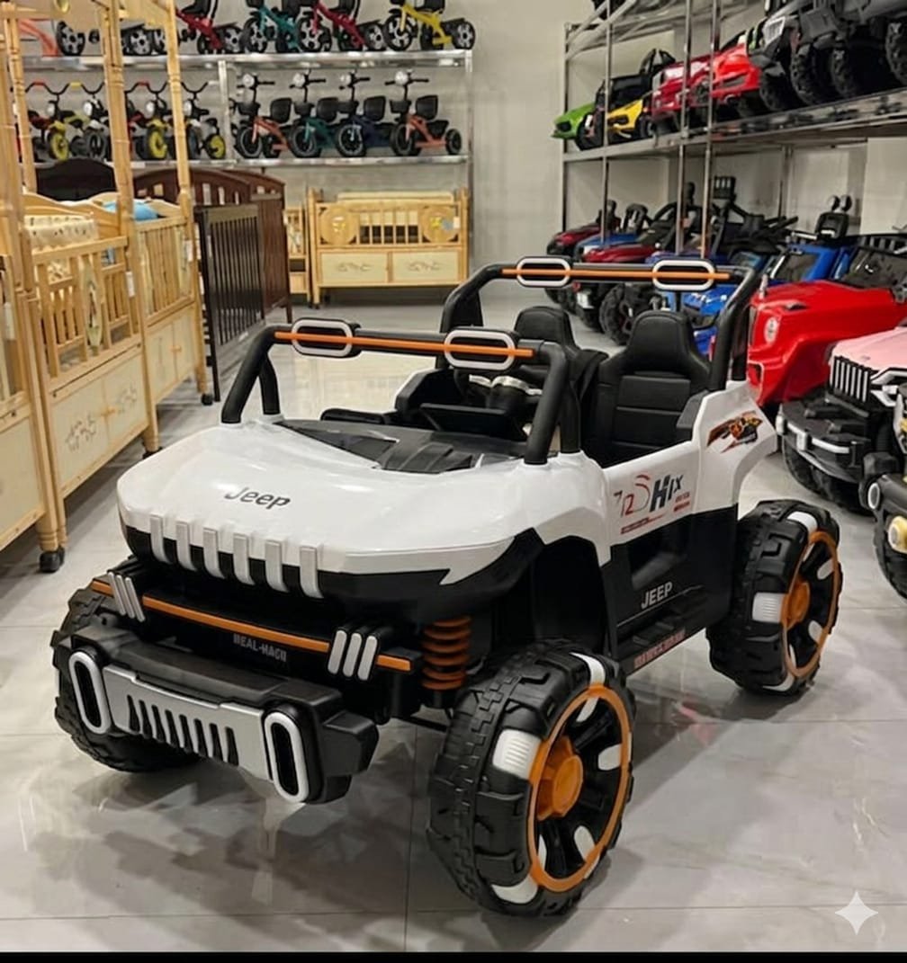 Premium Kids' Electric Off-Road Jeep (Pure White Edition) - Image 2
