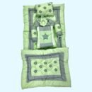 Star Embroidered Quilted Baby Bedding Set – Mint Green