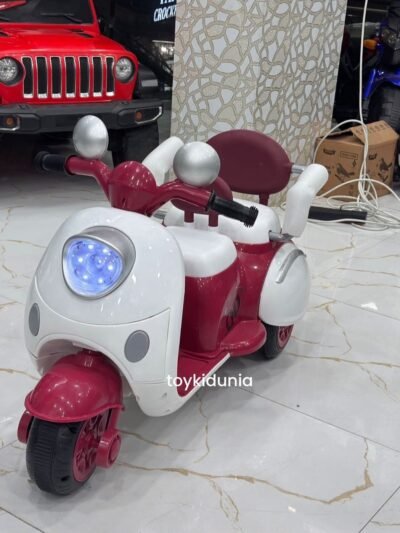 Retro Two-Tone Kids Electric Scooter – Red & White